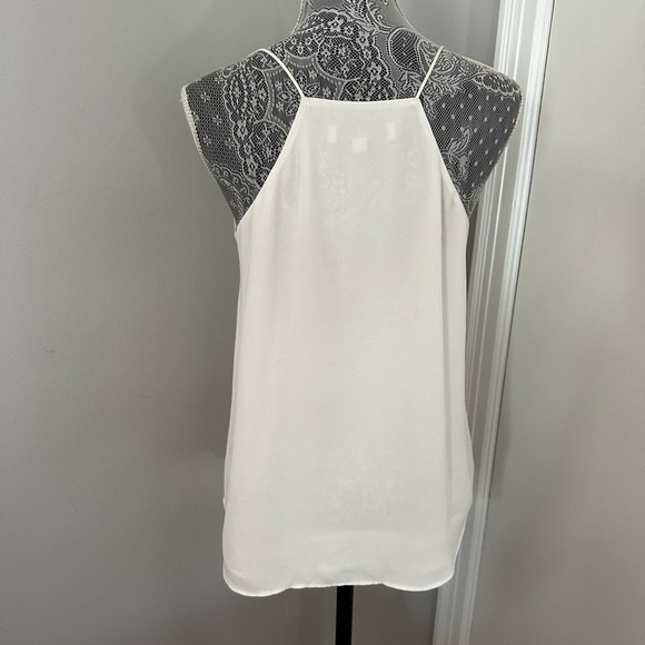 Women’s Loft Small Flowy Chiffon White Spaghetti Strap Halter Blouse - Picture 2 of 14